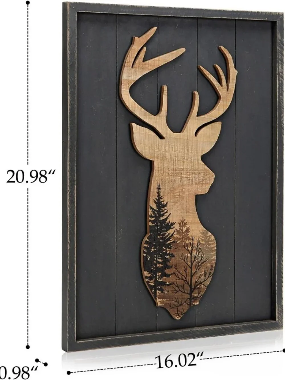 Rustic Deer Wall Art Print - Framed Woodland Cabin Decor for Bathroom, 16x21